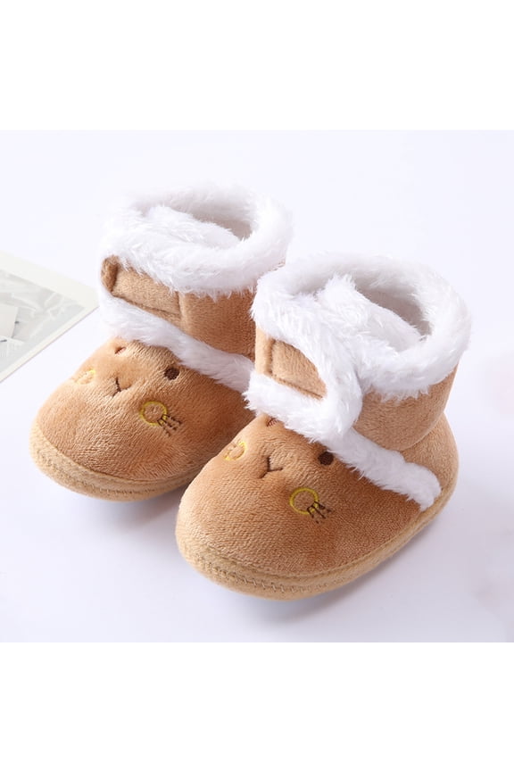 Winter Baby Booties 0-18 Months - Non-Slip First Walkers Shoes with Fleece Lining, Soft Sole Infant Toddler Boots for Boys Girls (Coffee) - Perfect Christmas & New Year Gift