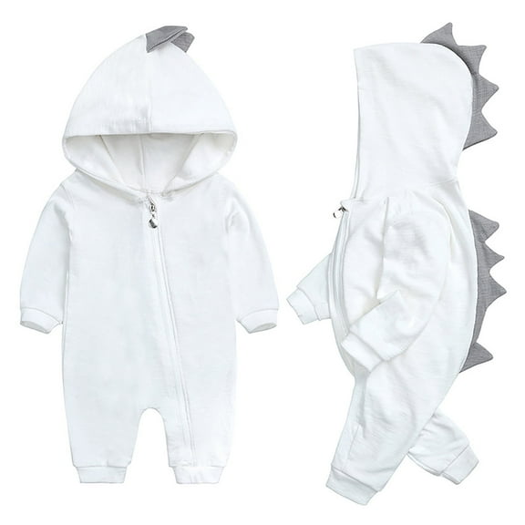 Winter Baby Boy Clothes Cartoon Outfits Cute Jumpsuit Kids Soft Clothing Hooded Bodysuit Baby Romper White 0 Months-3 Months