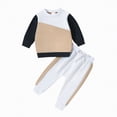 thumbnail image 1 of Winter Baby Boy Clothes Kids Boys Fall Color Block Long Sleeve Elastic Waist 6M 1T 2T 3T 4T 5T Everyday Outfit Set 2PCS, 1 of 6