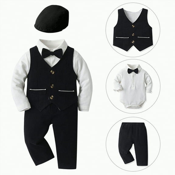 Winter Baby Boy Clothes Little Boys Fall Button Front Long Sleeve Pocket 6 12 18 24 Months Party Wear Set 2 Piece