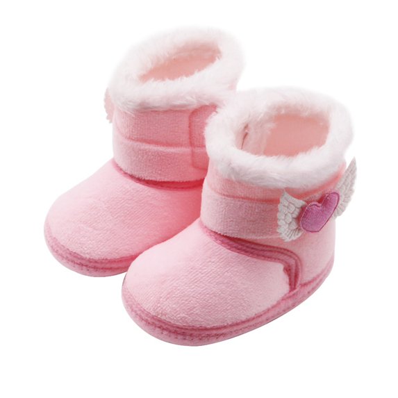 Winter Baby Boy Girl Cotton Snow Boots With Loves Mid-tube Boots Infant Anti-slip Toddler Shoes