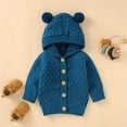 thumbnail image 1 of Winter Baby Boys Girls Sweaters Cardigans Autumn Pure Color Long Sleeve Knitted Newborn Infant Toddler Outwear Jackets with Hood, 1 of 5