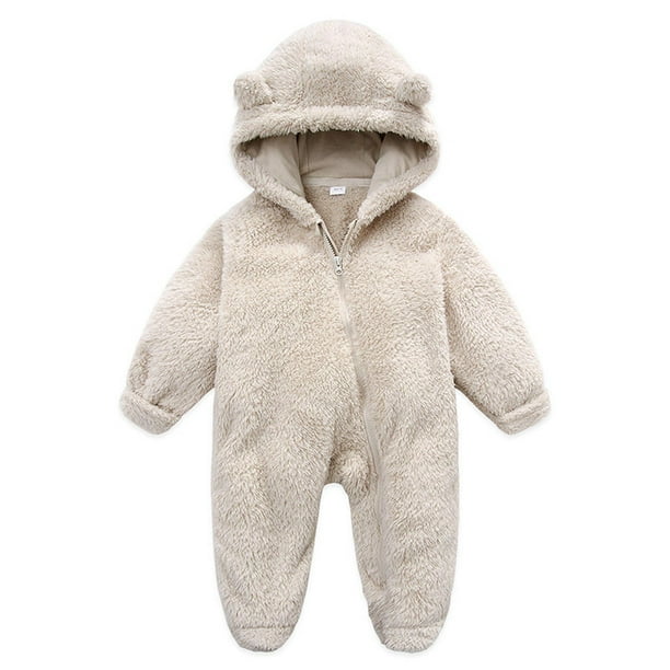 Winter Baby Clothes Warm Fleece Thick Onesie Ear Hooded Jumpsuits