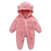 ZYEKQE Winter Baby Clothes Warm Fleece Thick Onesie Ear Hooded Jumpsuits Newborn Boys Girls Romper Kids Coats Jackets