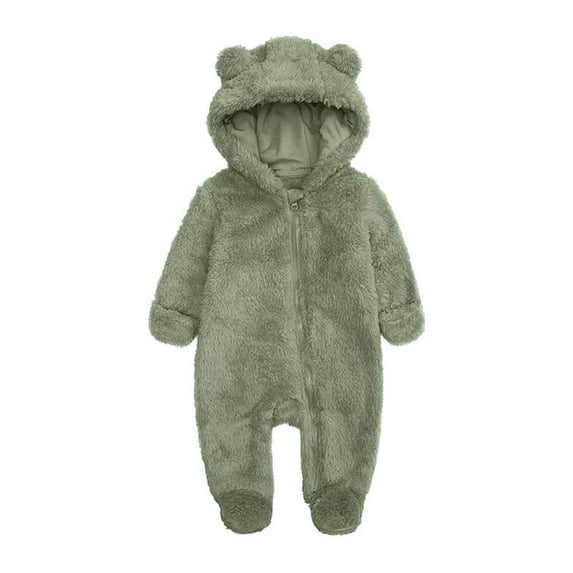 ZyeKqe Winter Baby Clothes Warm Fleece Thick Onesie Ear Hooded Jumpsuits Newborn Boys Girls Romper Kids Coats Jackets