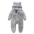 thumbnail image 1 of ZyeKqe Winter Baby Clothes Keep Warm Fleece Thick Onesie Cute Ear Hooded Jumpsuits Newborn Boys Girls Romper Kids Coats Jackets, 1 of 3