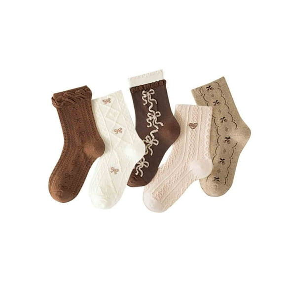 Winter Baby Cotton Stretch Kids Ankle School Kids Crew Socks Breathable Girl Cotton Dance Socks Lace Socks Khaki L
