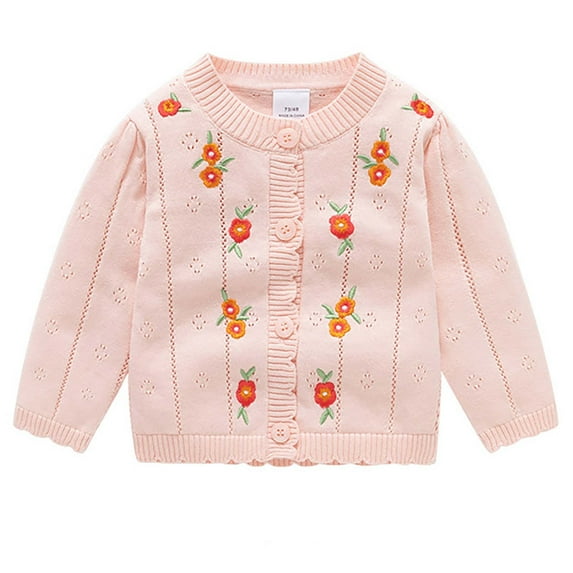 Winter Baby and Girls Warm Coats Girls Knitted Cardigan Fall And Winter Models Yangqi Baby Cotton Jacket Embroidery Wool Sweater Round Neck Tops Gifts for Children on Clearance!