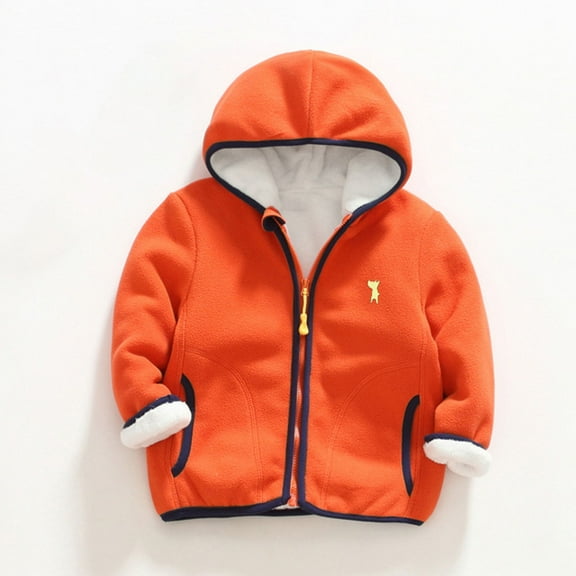 Winter Baby Girls and Boys Warm Coats Fashion Solid Color Cute Plush Thickening Keep Warm Zipper Hoodie Coat Gifts for Children