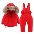 thumbnail image 1 of Winter Baby Girls and Boys Warm Ski Jackets Thickened Down Jacket Strap Pants Two-piece Suit, 1 of 4