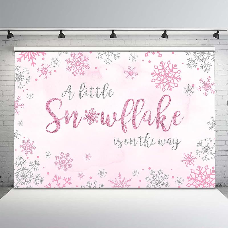 Tortenaufsatz 'A Little Snowflake Is On The Way' - Winter-Babyparty-Dekoration, Rosa Glitzer