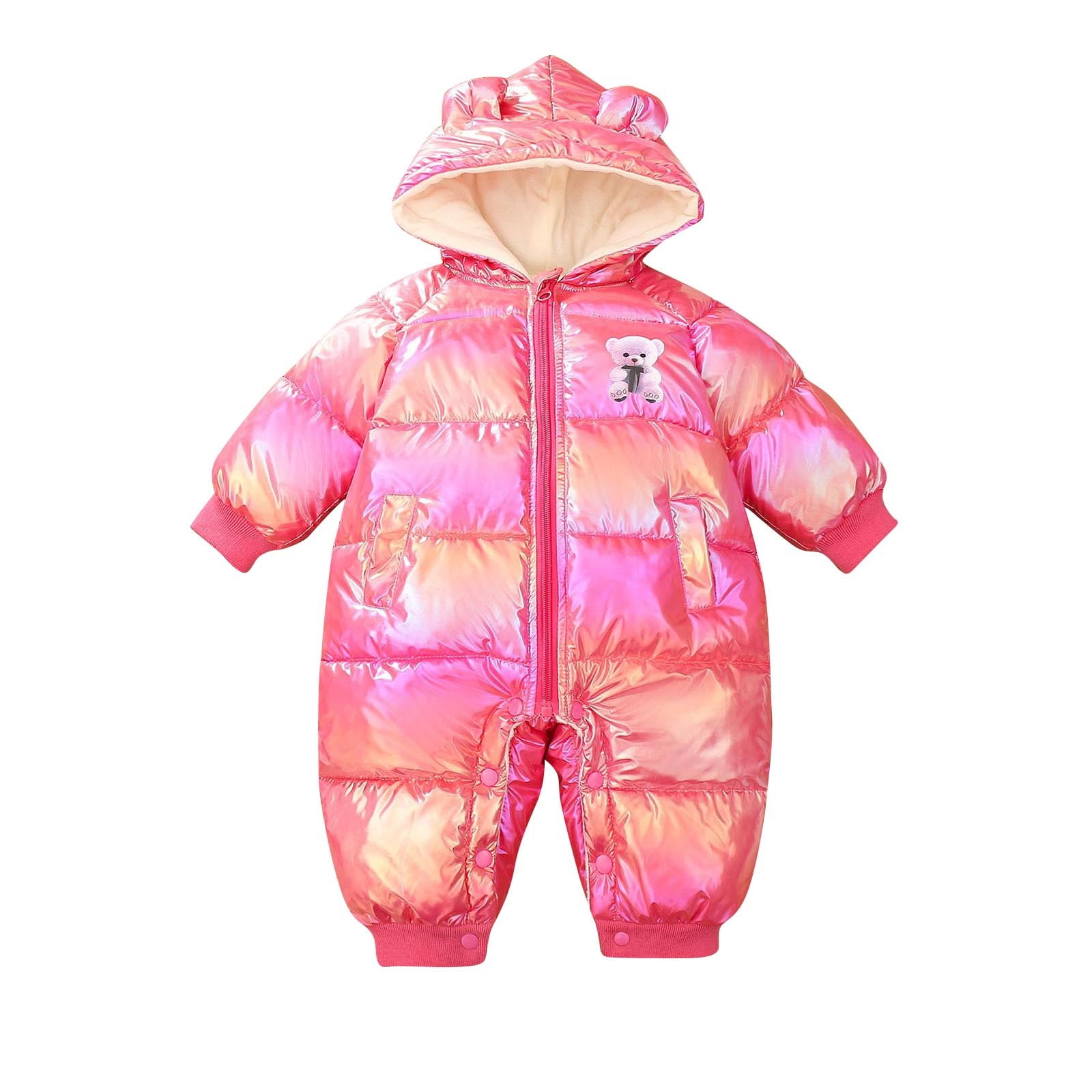 Baby Girl Maroon Welcome Hooded Winter Suit – 2 Piece Set main image 1