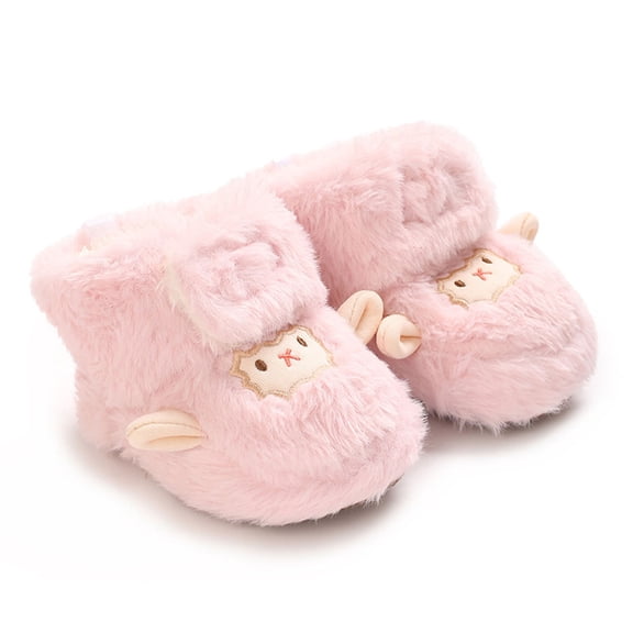 Winter Baby Toddler Shoes Soft Warm First Walking Boots Adorable Sheep Design Non Sole Cozy Indoor Outdoor Use For Cold Weather Unisex Pink
