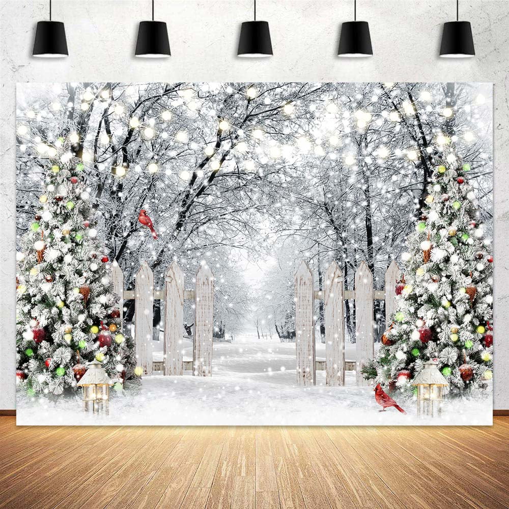 Winter Wonderland Christmas Backdrop - 12x8ft Snow Forest Photo Background For Studio & Parties