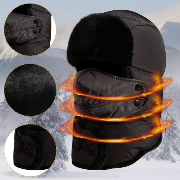 Winter Balaclava Hat for Men Women, Thermal Face Ski for Cold Weather, Windproof Ear Neck Protection for Outdoor Sports(Black)