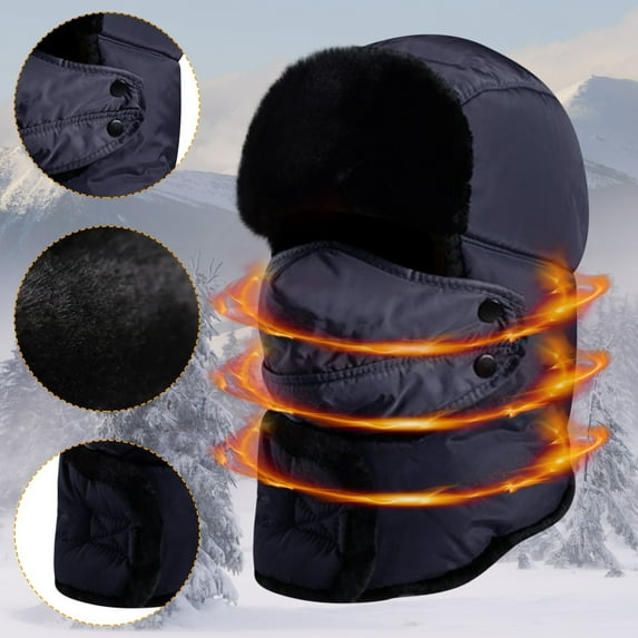 Winter Balaclava Hat for Men Women, Thermal Face Ski for Cold Weather, Windproof Ear Neck Protection for Outdoor Sports(Navy)