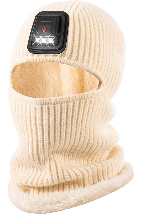 Winter Balaclava Knitted Ski Mask with LED Light - Fleece Lined Full  Cover Windproof Snow Mask for Skiing, Motorcycling