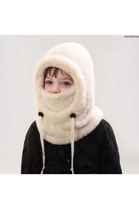 Winter Balaclava & Neck Warmer Hat – Windproof Thermal Full Face Mask with Detachable Hood Collar, Soft Fleece for Kids Ages 3–10, Ideal for Skiing, Snow, Outdoor Winter Sports & Daily Wear