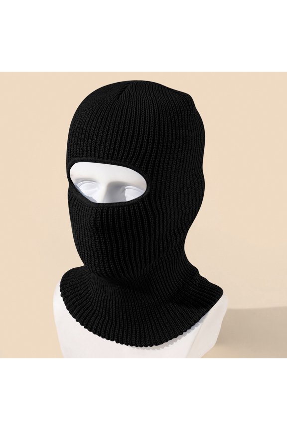 Winter Balaclava Ski Mask 1 Hole Knitted Fleece Lined Full Face Cover Motorcycle Outdoor Cold Weather Black(Beige)