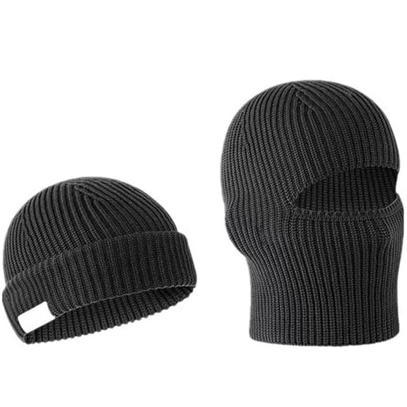 Winter Balaclava Ski Mask,Topboutique Warm Knitted Full Face Cover,Thermal Blend Ski Mask Windproof,2 in 1 Knitted Beanie,Winter Outdoor Hat for Outdoor Sports Cycling,Black