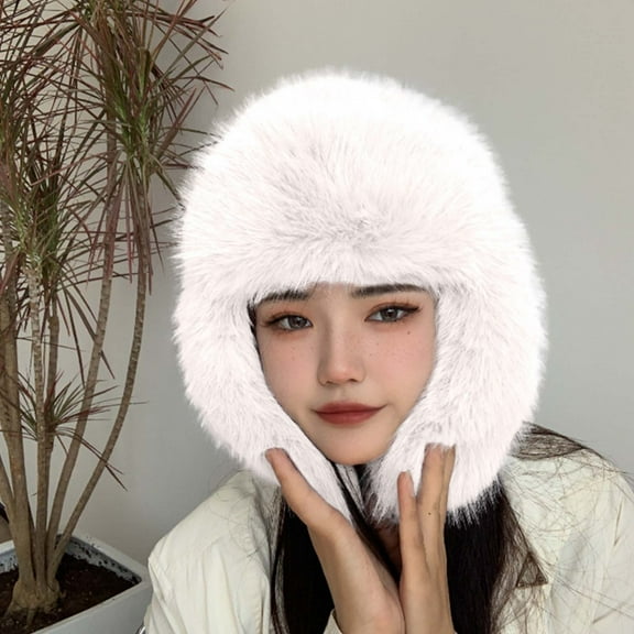 Winter Balaclavas Women's Solid Color Winter Warm Ear Protection Lei Feng Hat Fashion Plush Skiing Cap