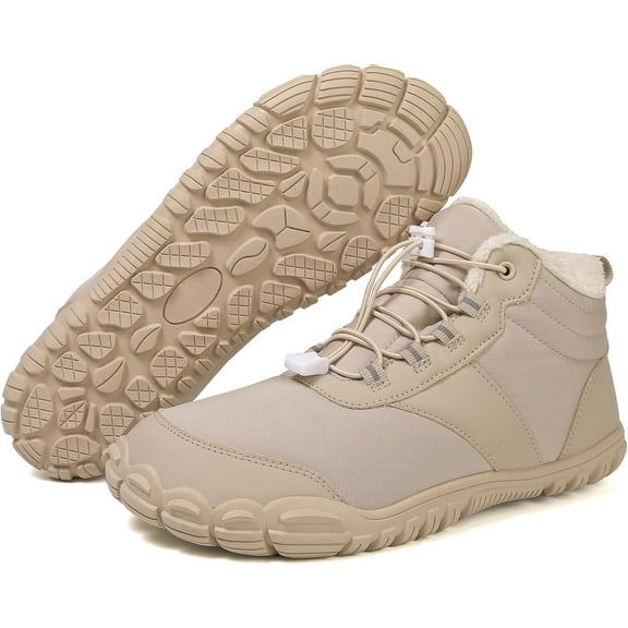 Winter Barefoot Hiking Boots - Slip - On, Warm Zero Drop Snow Ankle Boots with Wide Toe Box, Minimalist Waterproof Shoes for Hiking, Walking & Outdoor Activities Unisex