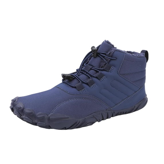 XIMIN Winter Barefoot Hiking Boots Slip On Warm Zero Drop Snow Boot Wide Toe Box Ankle Boots Minimalist Waterproof Shoes Five Finger Sneakers Hike Shoes