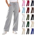 thumbnail image 1 of Winter Barrel Sweatpants for Women Fashion Casual Fleece Sweatpants Elastic Waistband Drawstring Straight-leg Jogging Workout Gym Sports Pants, 1 of 7