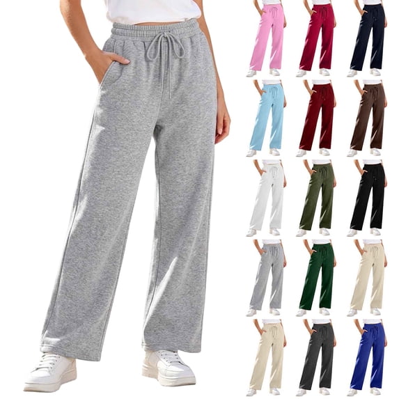 Winter Barrel Sweatpants for Women Fashion Casual Fleece Sweatpants Elastic Waistband Drawstring Straight-leg Jogging Workout Gym Sports Pants
