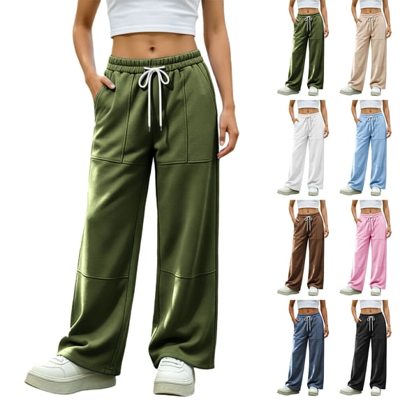 Winter Barrel Sweatpants for Women Solid Color Loose Waist Casual Elastic Drawstring Lounge Running Workout Yoga Pants