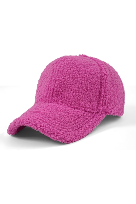 Winter Baseball Cap for Women Lamb Wool Solid Color Warm Baseball Cap for Outdoor Travel