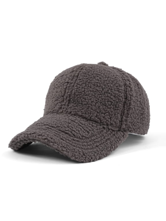 Winter Baseball Cap for Women Lamb Wool Solid Color Warm Baseball Cap for Outdoor Travel
