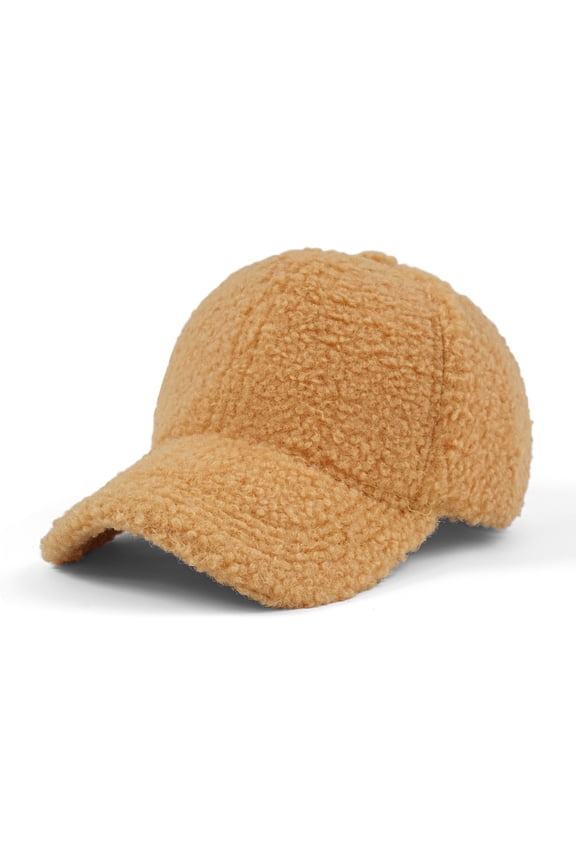 Winter Baseball Cap for Women Lamb Wool Solid Color Warm Baseball Cap for Outdoor Travel