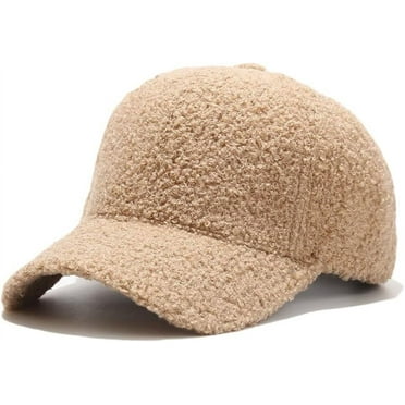 Winter Baseball Cap for Women Lamb Wool Solid Color Warm Baseball Cap for Outdoor Travel