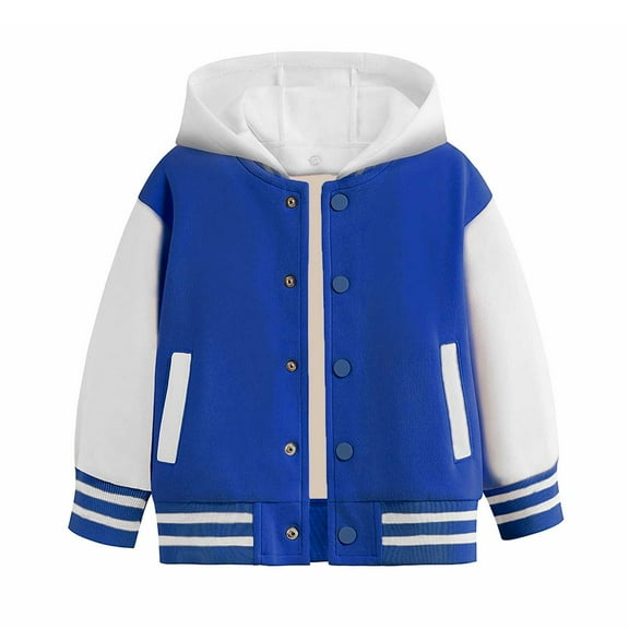 Winter Baseball Coats for Boy and Girl Keep Long Sleeved Color Block Hooded Top Clothes Cute Warm Fall Trendy Outerwear Outfits