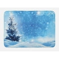 thumbnail image 1 of Winter Bath Mat, Artistic Rendition of Snowy Season of Year Frozen Pine Tree Snowflakes Falling Down, Non-Slip Plush Mat Bathroom Kitchen Laundry Room Decor, 29.5 X 17.5 Inches, Blue White, Ambesonne, 1 of 2