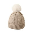 thumbnail image 1 of Winter Beanie Hat, Boys Girls Warm Fleece Lined Knitted Soft Ski Cuff Cap Beanie Hats with Pom Pom 0-4 Years under $10, 1 of 3