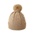 thumbnail image 1 of Winter Beanie Hat, Boys Girls Warm Fleece Lined Knitted Soft Ski Cuff Cap Beanie Hats with Pom Pom 0-4 Years under $10, 1 of 3