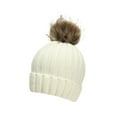 thumbnail image 1 of Winter Beanie Hat Fleece Lined Faux Fur Pom Pom Knitted Beanies Hat for Boy Girls 4-12 Years Kids Spring Winter Warm Knit Beanie Cap 4-12 Years under $10, 1 of 2