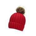 thumbnail image 1 of Winter Beanie Hat Fleece Lined Faux Fur Pom Pom Knitted Beanies Hat for Boy Girls 4-12 Years Spring Winter Warm Knit Beanie Cap 4-12 Years under $10, 1 of 2
