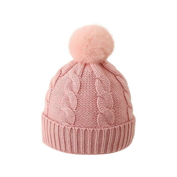 Winter Beanie Hat, Kids Boys Girls Warm Fleece Lined Knitted Soft Ski Cuff Cap Beanie Hats with Pom Pom 0-4 Years under $10