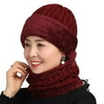 thumbnail image 1 of Winter Beanie Hat, Mid-aged Set, Warm Thick Knitted Cap Scarf Set Snow Cable Knit Hat for Men Women, 1 of 8