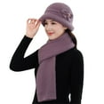 thumbnail image 1 of Winter Beanie Hat Scarf Gloves Set, 3Pcs/Set Women Hat Scarf Gloves Fashion Casual Solid Color Soft Cozy Knitted Autumn Winter Hand Neck Hand Warm Beanie Cap Scarf Mittens For Outdoor Daily Wear, 1 of 5