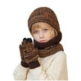 thumbnail image 1 of Winter Beanie Hat Scarf Gloves Set Kids Unisex Knit Skull Cap Fleece Lining Neck Warmer Touchscreen Mittens, 1 of 3