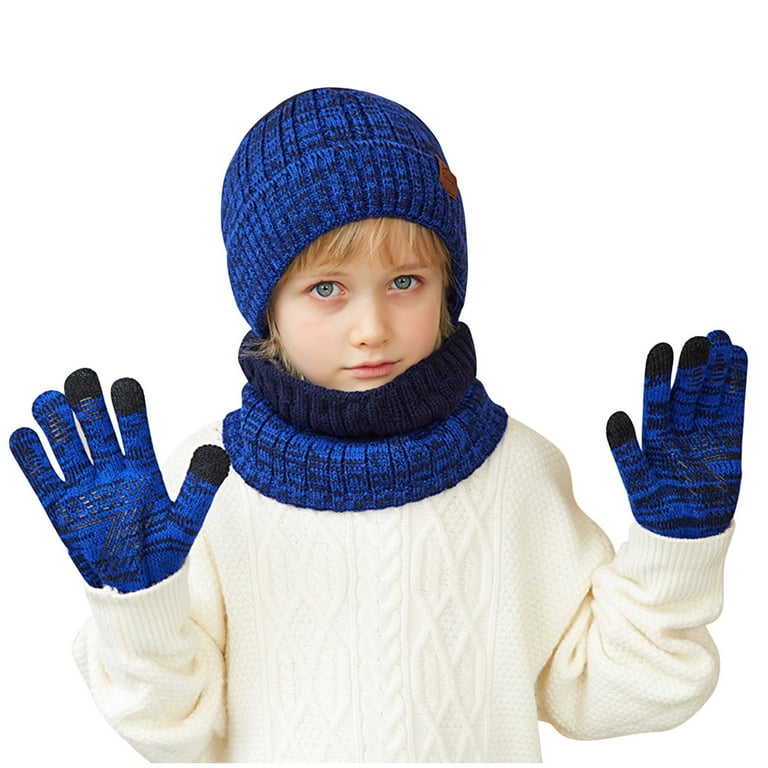 Winter Beanie Hat Scarf Gloves Set Kids Unisex Knit Skull  display picture 1