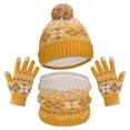 thumbnail image 1 of Winter Beanie Hat Scarf Gloves Set Women Cold Weather 3 Piece Neck Warmer Touchscreen Gloves Warm Knit Beanie Winter Scarf Yellow One Size, 1 of 3