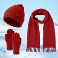 thumbnail image 1 of Winter Beanie Hat Scarf Gloves Set for Women 3 in 1 Set (Brick Red One Size), 1 of 3