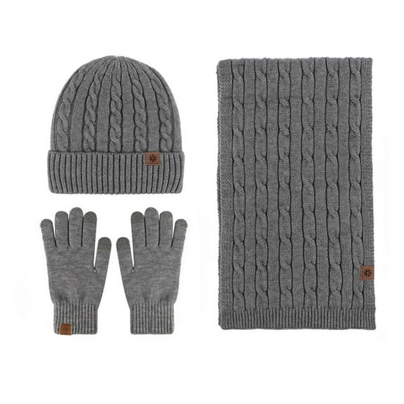 Winter Beanie Hat Scarf Gloves Set for Women Men Warm Wool Beanie Long Scarf Neck Warmer Touchscreen Gloves 3 in 1 Set