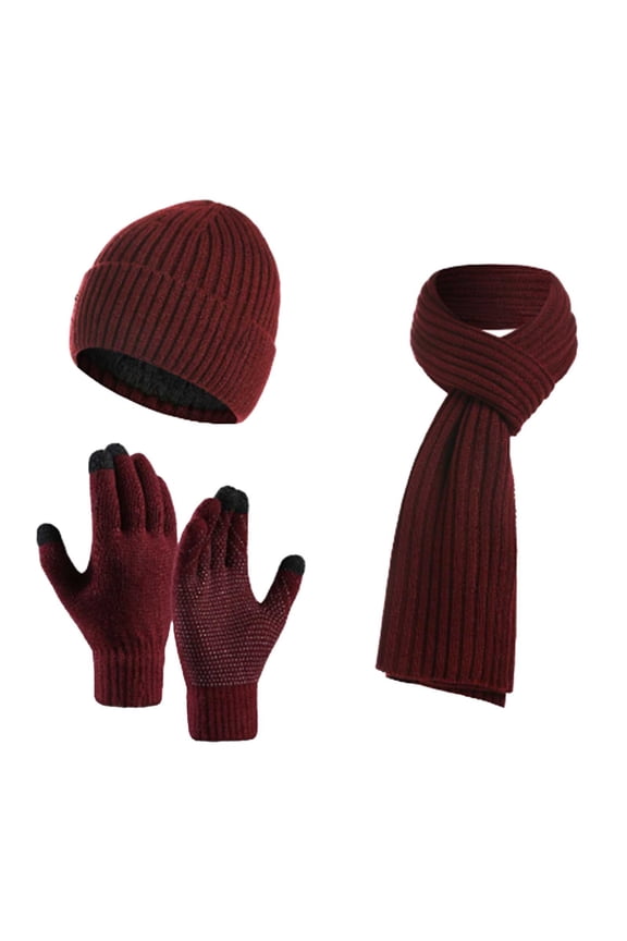 Winter Beanie Hat Scarf Gloves, Warm Knit Hat Long Scarf Neck Warmer Touch Screen Winter Gloves Set Gifts for Women