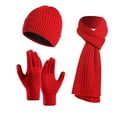 thumbnail image 1 of Winter Beanie Hat Scarf Gloves, Warm Fleece Knit Hat Long Scarf Neck Warmer Touch Screen Winter Gloves Set Gifts for Women, 1 of 4